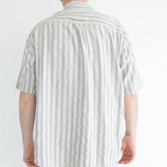 Vintage 90'S Northern Elements Cream & Blue Stripe Button Up Shirt Size XL (5) - Picture 4 of 10